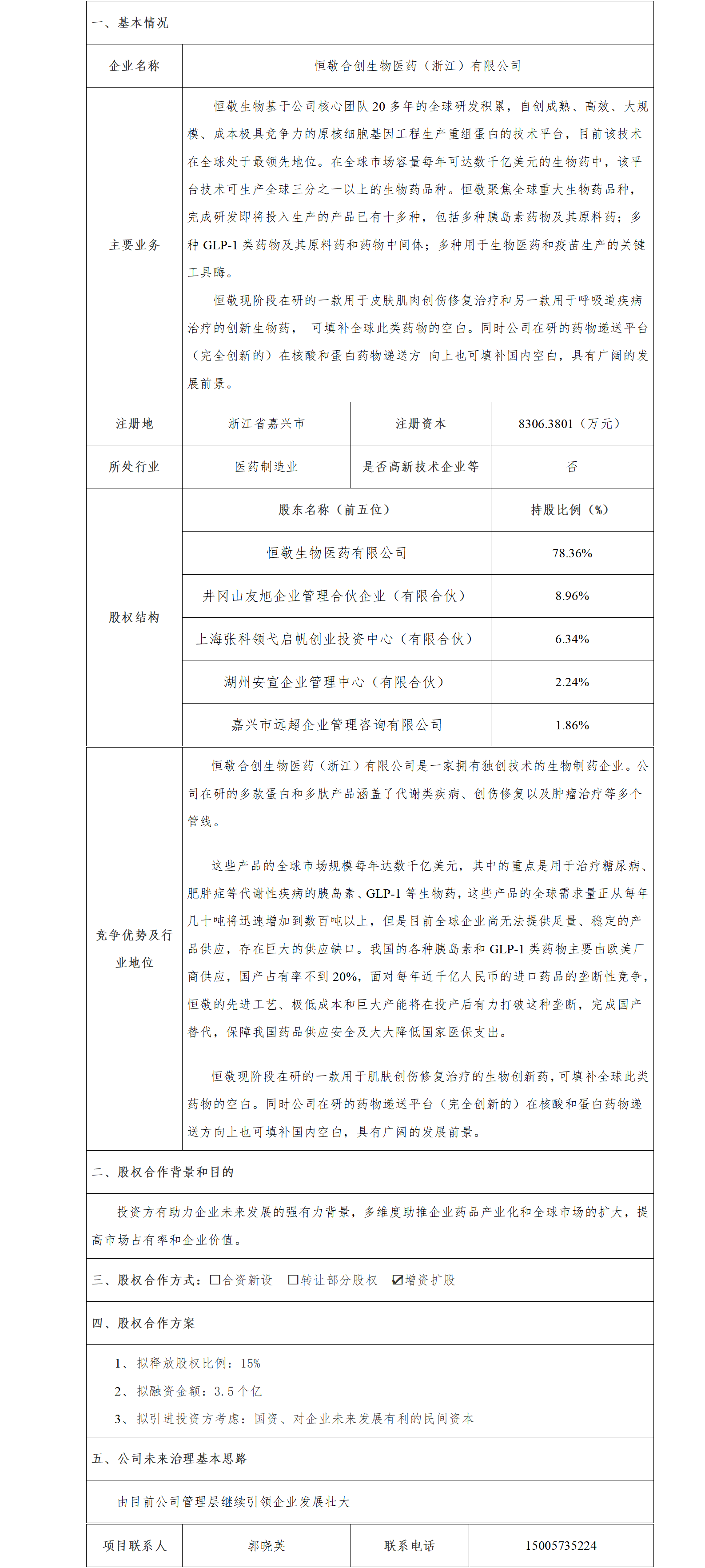 24股權(quán)合作-發(fā)改委-恒敬合創(chuàng)生物醫(yī)藥（浙江）有限公司年產(chǎn)1.25億支胰島素及胰島素類似物注射劑、3噸胰島素原液及多肽制品、50公斤工業(yè)酶項(xiàng)目_01.png